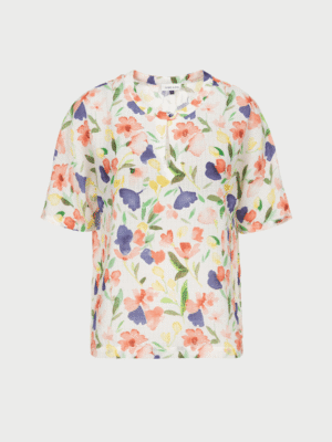 Multicolor floral blouse with front cutout