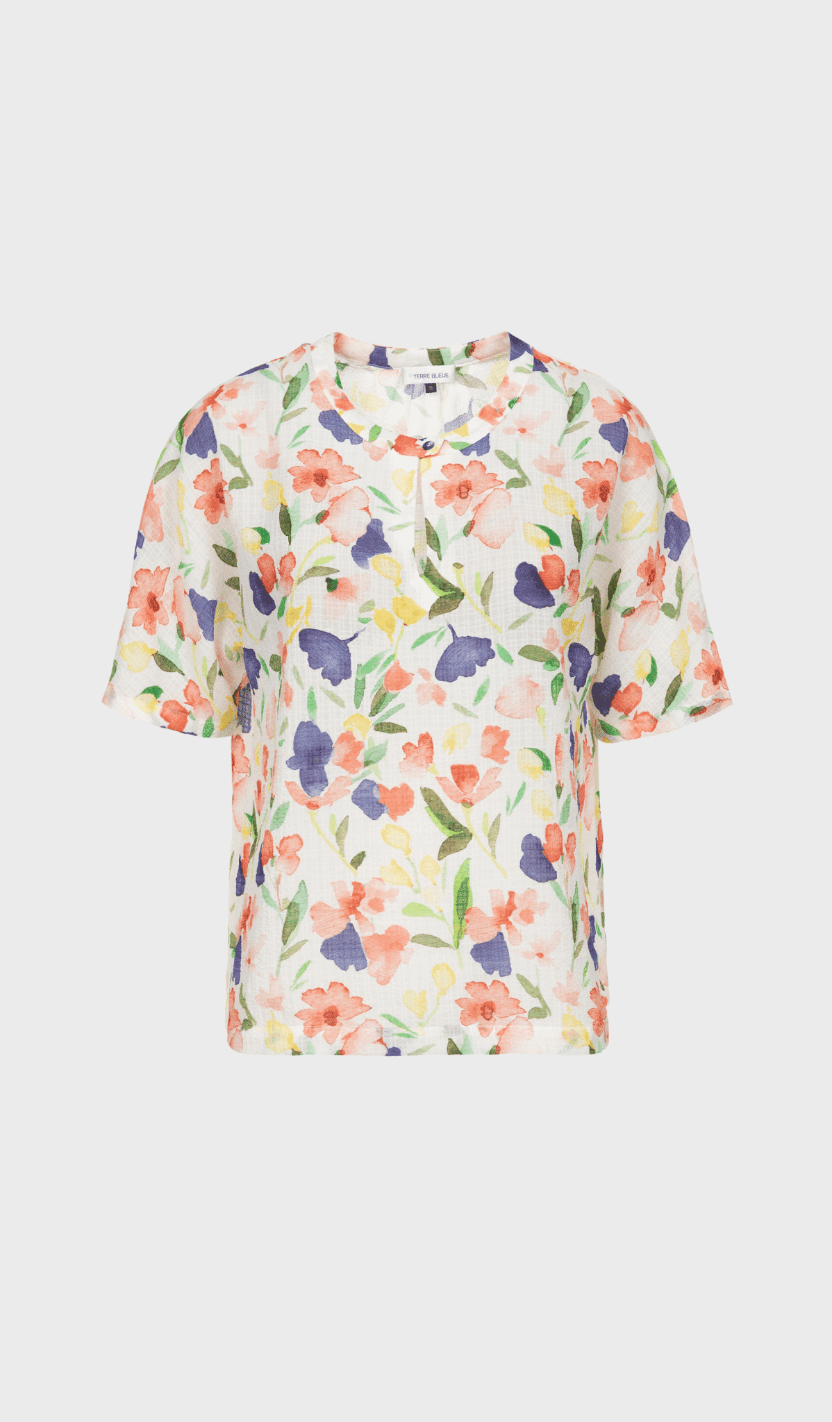 Multicolor floral blouse with front cutout