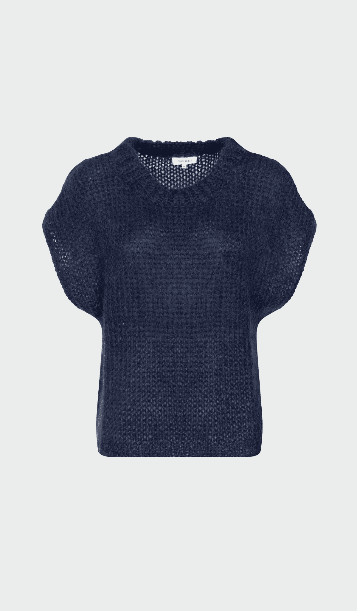 Blue light-knit short-sleeve sweater