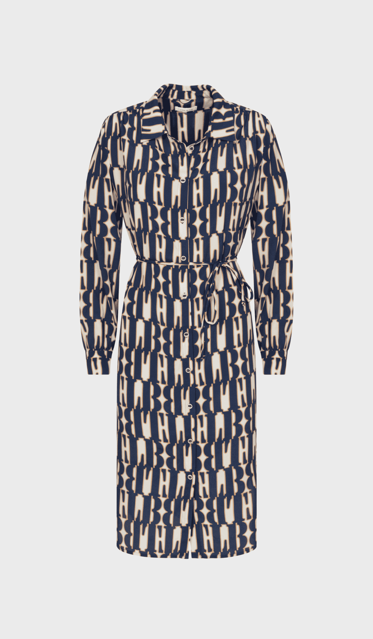 Blue printed midi shirt dress