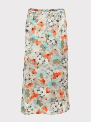 Ecru floral midi skirt