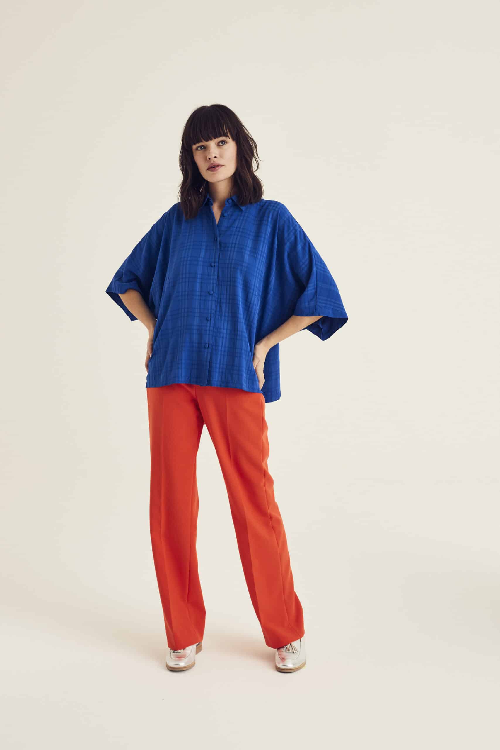 Cobalt blue textured blouse - Image 3