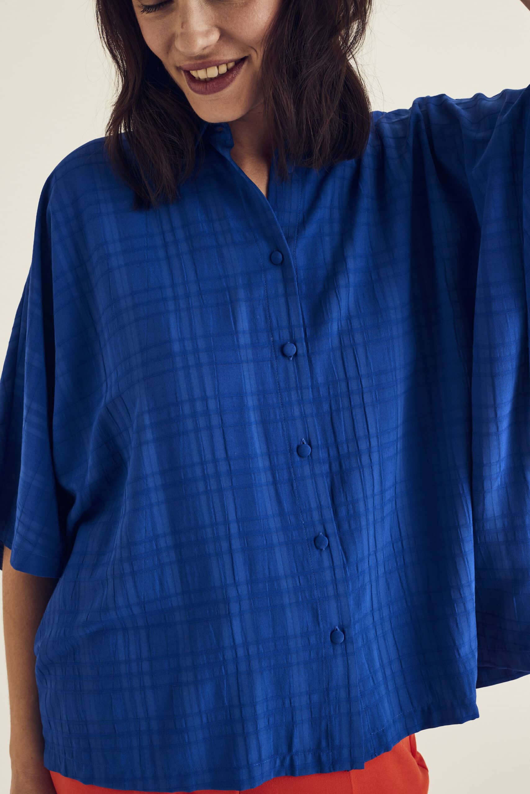 Cobalt blue textured blouse - Image 5