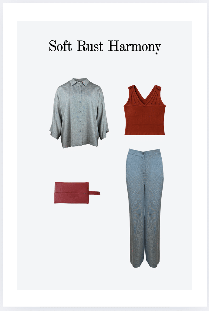 Elegant grey wide-leg trousers with subtle shimmer, high-waisted fit, and button closure - Image 3