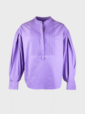 Purple blouse with matching collar and pintuck detailing