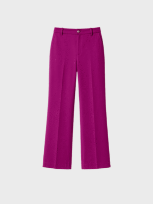 Wide-leg trousers with high waist and tailored fit, button closure and belt loops