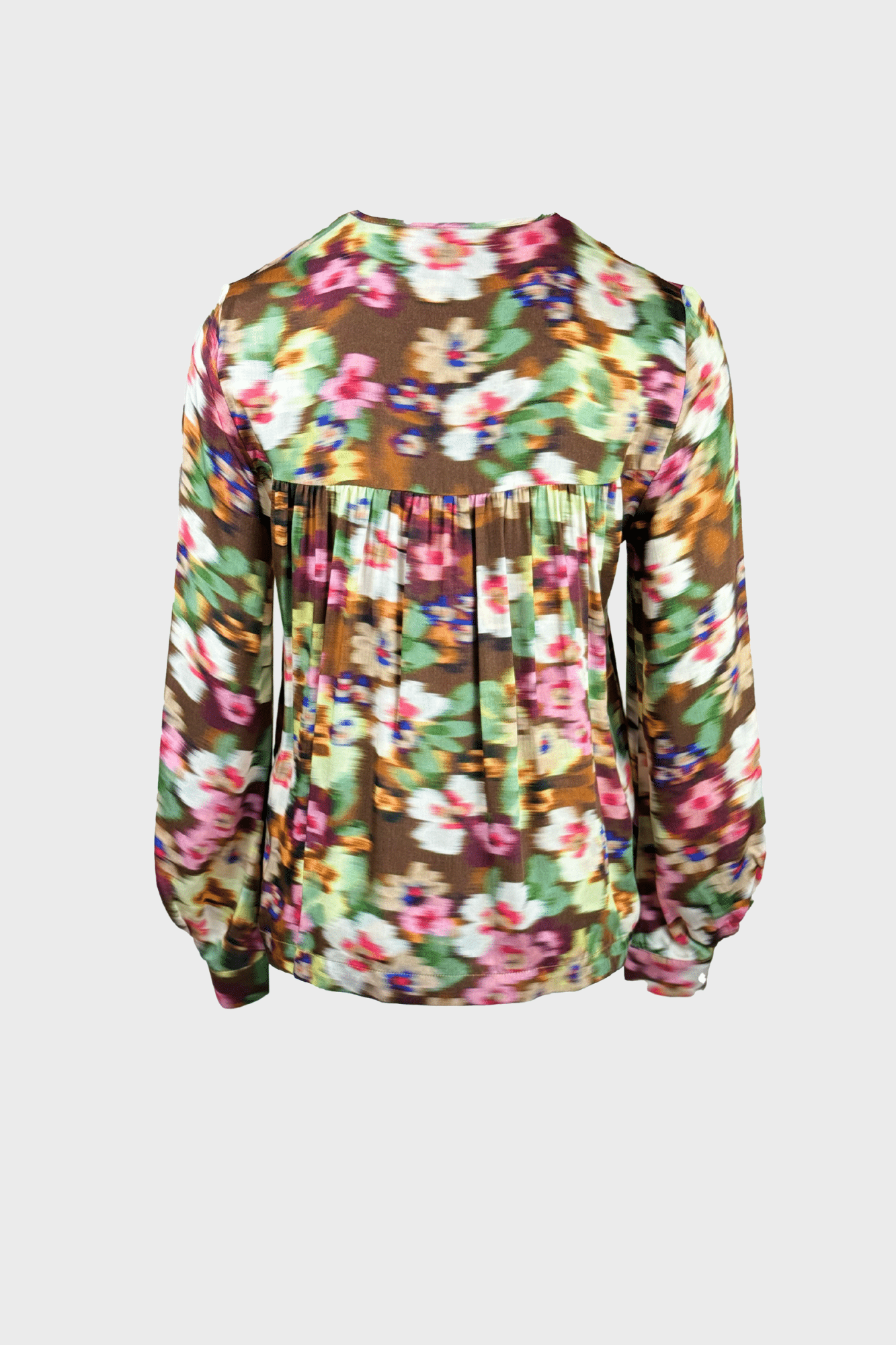 Floral-print blouse with round neckline and concealed front button closure - Image 2
