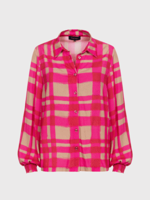 Camel and fuchsia colored dress shirt