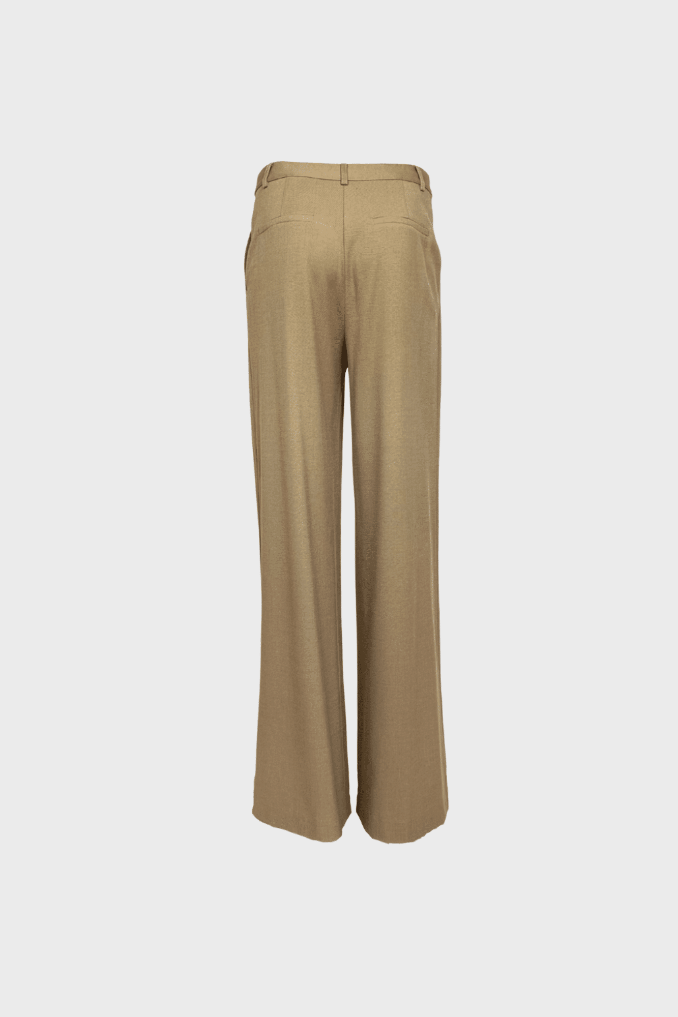 Camel wide-leg trousers with high waist, pleated front, and belt loops - Image 2