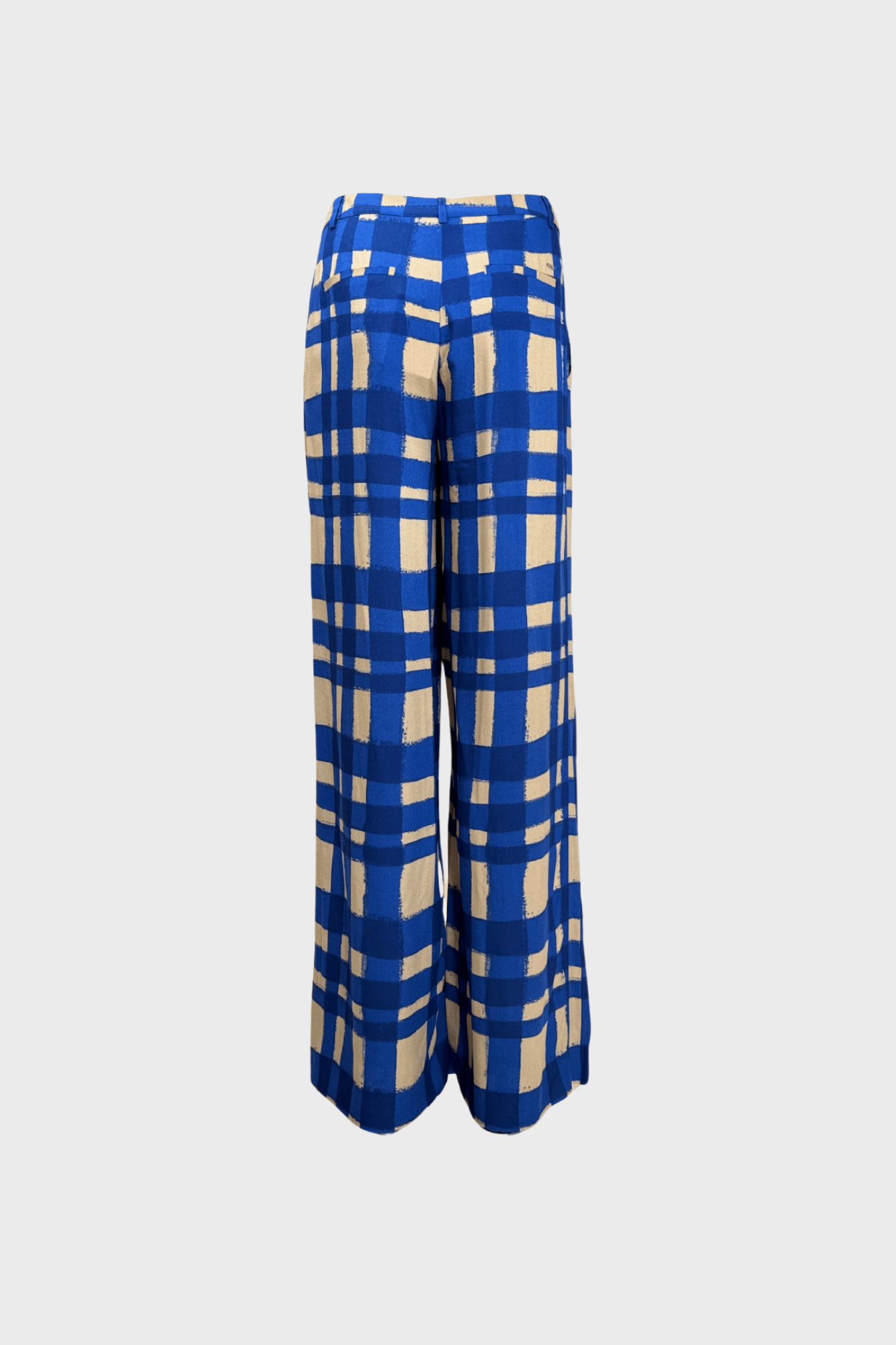 Wide-leg trousers with artistic check print, lightweight and breathable fabric - Image 2