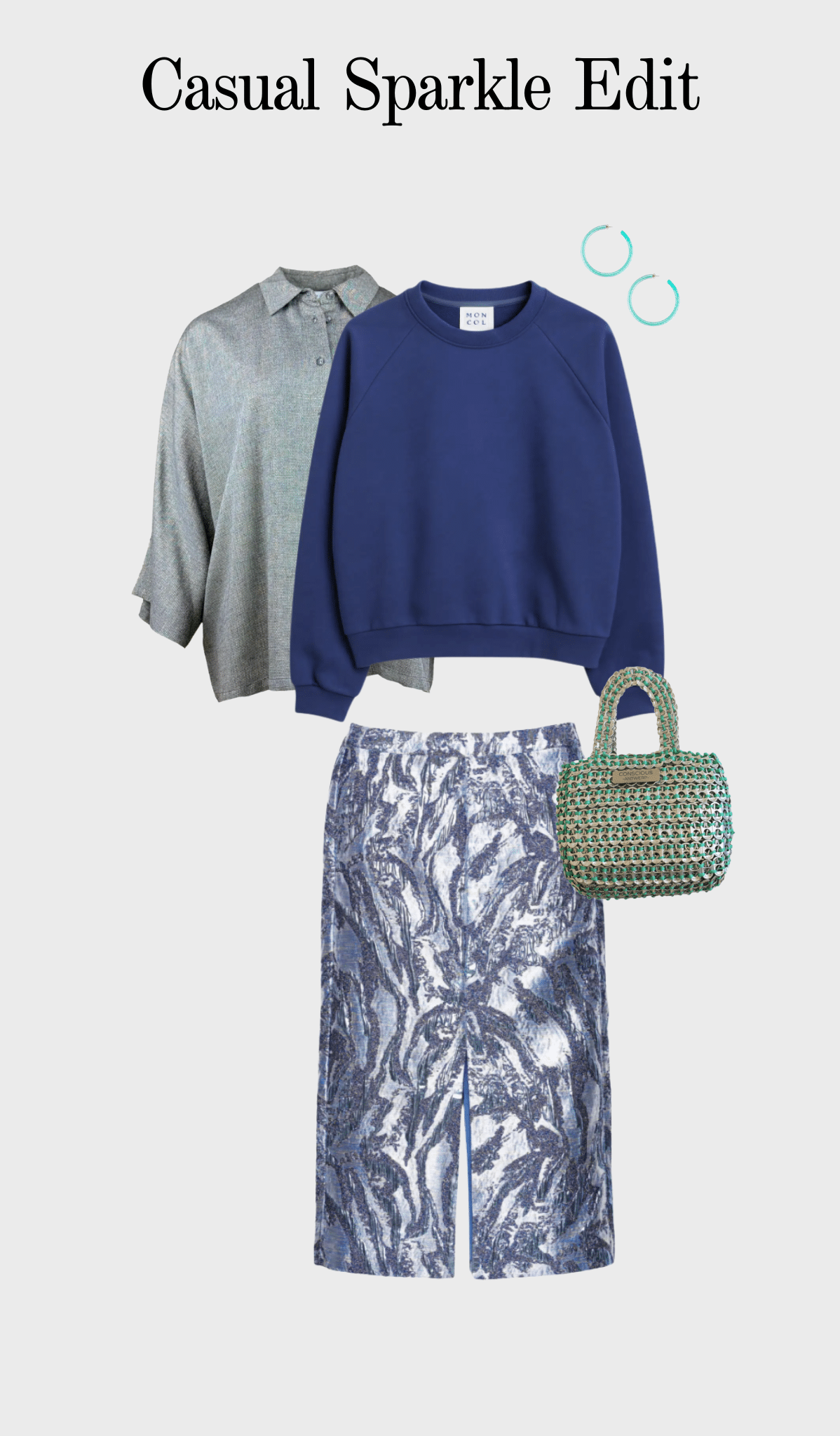 Grey poncho-style blouse with subtle shimmer - Image 4