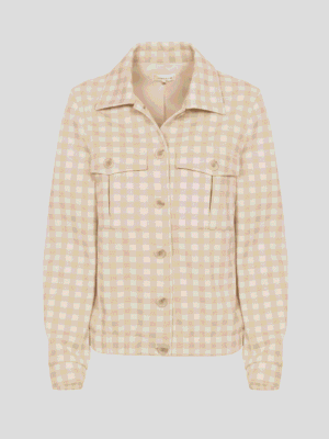 Beige checkered vest with long sleeves