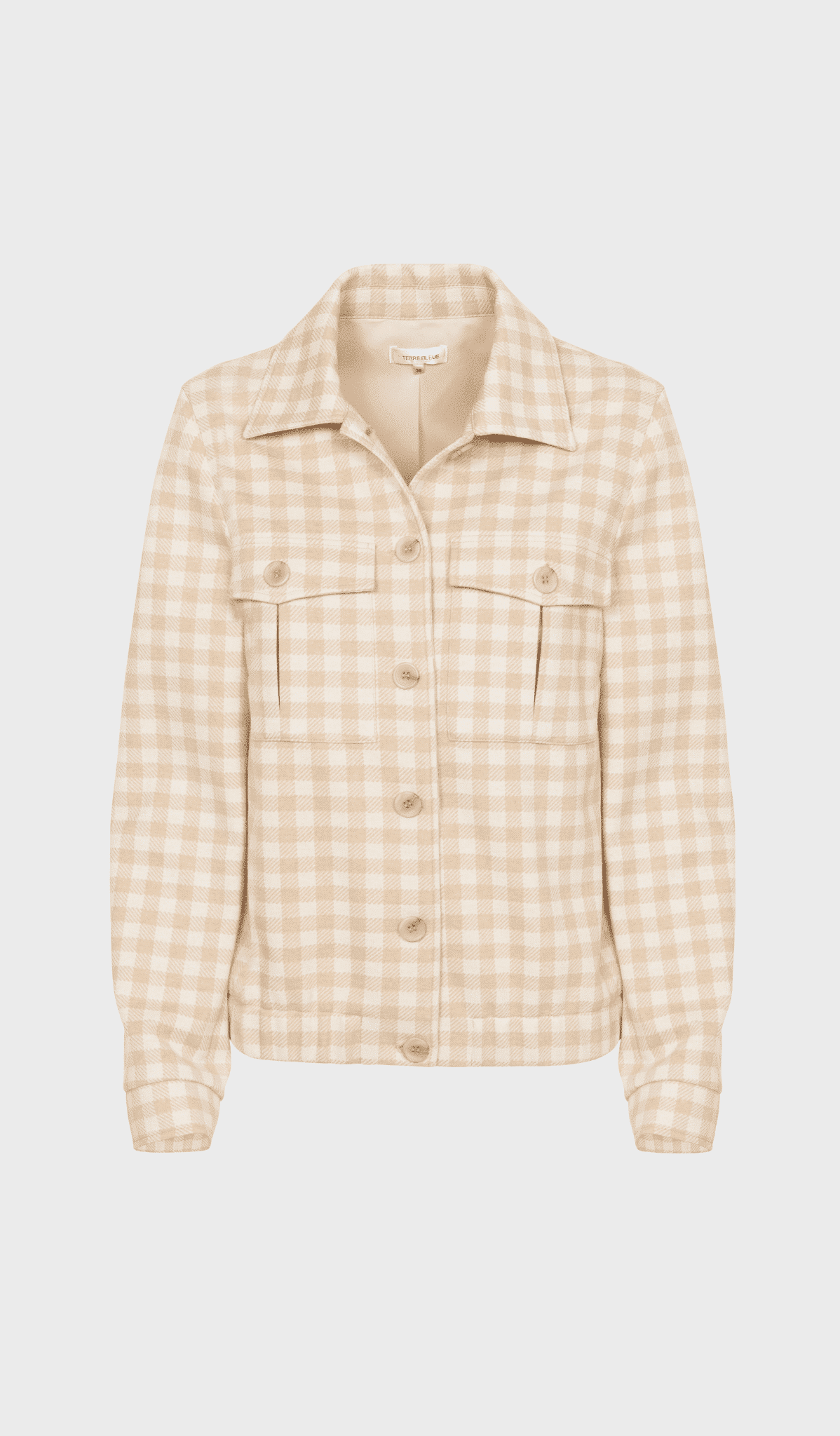 Beige checkered vest with long sleeves